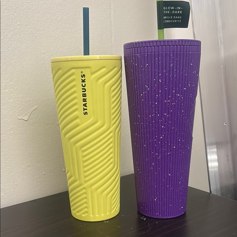 Starbucks Yellow and Purple Glow Tumblers